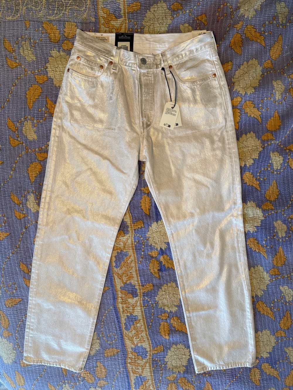 Levi’s Premium COATED 501® '90S WOMEN'S JEANS 28 x 30 Luminary White - Picture 6 of 10